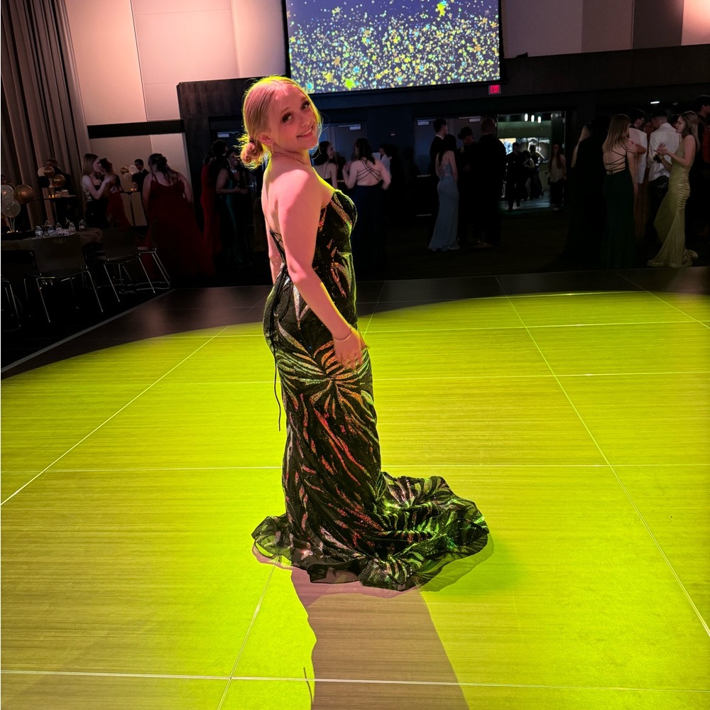 Elegant Black and Gold Prom Dress